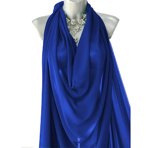 Royal Blue Georgette Chiffon Plain Crepe Dyed Fashion Fabric 60" Decoration, Craft & Dress