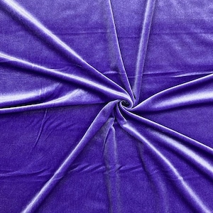 Purple Plain Velvet Fabric Premium Spandex 2-Way Stretch Dyed 58&quot; Wide Crafting Per Metre
