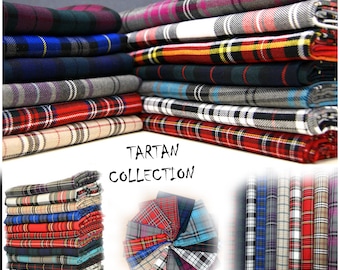 Tartan Polyviscose Fabric 58" (145cms) Wide Scottish Fashion Tartan Plaid Check Polyviscose Woven Fabric 20+ Designs D#214