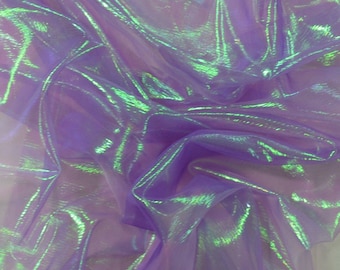 Tejido de lavanda Organza Tejido iridiscente perlado 50" ancho Decoración de ropa de baile de boda por metro