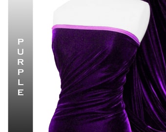 Purple Micro Velvet Plain Fabric 45" Luxury 5000 Grade Velour Non Stretch Dressing Per Metre