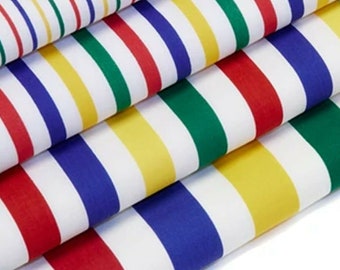 Multicoloured Stripes Polycotton Print Fabric Rainbow Horizontal Candy Lines 45" Wide D#173