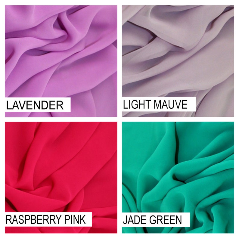 Plain Chiffon Crepe Fabric By The Meter - 44" Wide Sheer Material For Dresses, Drapes, Crafts