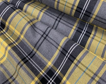 Fashion Gold Tartan Fashion Fabric 58" (145 cms) Wide Scottish Plaid/Check Polyviscose Woven Fabric ideal for Fashion, Craft & Upholstery