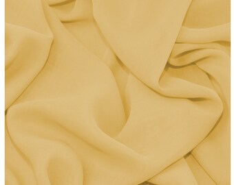 Nude Gold Chiffon Premium Crepe Plain Dyed Oeko-Tex Fabric 44/45" Decoration, Craft & Dress
