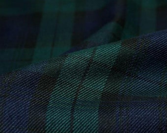 BlackWatch Tartan Fashion Fabric 58" (145 cms) Wide Scottish Plaid/Check Polyviscose Woven Fabric ideal for Fashion and Upholstery