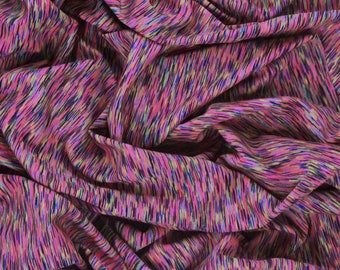 Neon Pink Jersey Fabric Active Wear Neon Striped Marl Sports 60" Wide Fashion Dress D#321