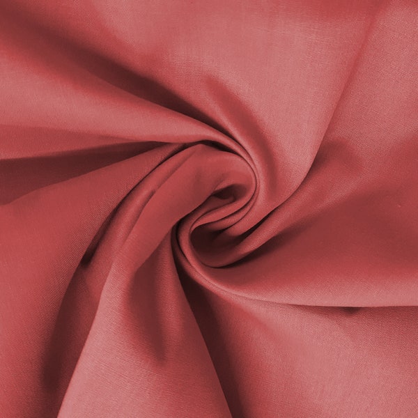 Peachy Pink Cotton Fabric 100% Cotton Poplin Plain Fabric for Dressmaking, Craft, Sewing, Quilting & Facemasks 45" (112 cms) Wide Per Metre