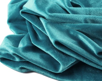 5 MTR  NEW QUALITY TURQUOISE ICE CRUSH VELVET FABRIC..58 INCHES WIDE 
