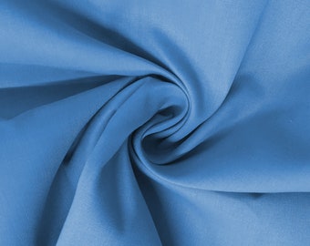 Uniform Blue Cotton Fabric 100% Cotton Poplin Plain Fabric for Dressmaking, Craft, Quilting & Facemasks 45" (112 cms) Wide Per Metre