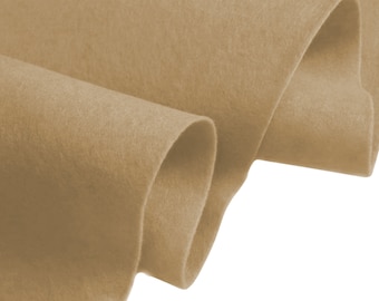 Tela de Fieltro Beige de 60" (150cms) Extra Ancha de 1mm de espesor para Proyectos Escolares. Costura, Decoración, Suministros para Manualidades y Manteles