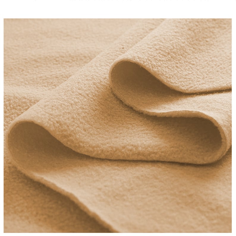 Beige Fleece Fabric Warm Soft Pile Polar Anti Pill Fleece Material 58
