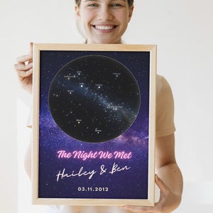 Personalisierte Sternenkarte, individuelles Nachthimmel Poster, Wandkunst, Hochzeitsdatum Sternenkarte, Geburtstag, Jahrestag Geschenkidee, digitaler Download