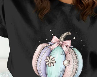Pastel Pumpkin PNG, Cute Pumpkin Clipart, Digital Fall Png, Coquette Bow Pumpkin Png, Pastel Halloween Png, Sublimation Design