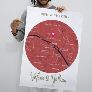 Personalisierte Landkarte zum Valentinstag, Romantisches Geschenk für Sie, Geschenk zum Jahrestag für Paare, wo wir uns getroffen haben und geküsst haben [DIGITAL DOWNLOAD]