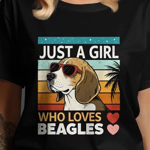 Beagle PNG, Girl Who Loves Beagles Clipart, Retro Beagle, Dog Png, Sublimation Png, Digital Download, Beagle Lover, Dog Mom