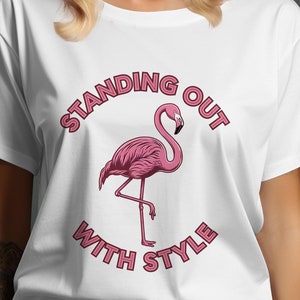 Flamingo Graphic Tee, Standing Out With Style T-Shirt, Trendy Pink Flamingo Shirt, Fun Summer Animal Graphic Tee for Women, Men, Kids
