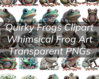 50+ Whimsical Quirky Frogs Clipart Bundle, Hi Res Transparent PNG Colorful  Quirky Funny Frog Clipart, Frog Theme Gift for Frog Lovers