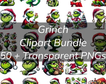 50+ Grinch Cliparts Bundle PNG50 Grinch Cliparts Bundle PNG - Colorful Quirky Grinch Designs for Christmas Gifts, Posters, Mugs, and Tshirts