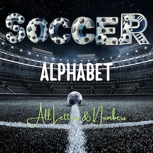 Pacote de letras do alfabeto 3D de futebol | Letras e números de futebol PNG | Clipart de futebol | Letras transparentes de futebol PNG | Pacote de alfabeto de futebol
