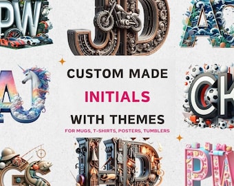 Custom initials with Any Theme for T-shirts, Mugs, Tumblers, Birthday Designs Personalized Initial Letters Hi Res Transparent PNG Initials