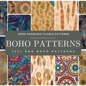 100+ Boho Seamless Patterns, Tileable PNGs | Floral, Paisley, Mandala | For Invitations, Wallpaper, Scrapbooking, Print | Instant Download