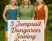 3 Jumpsuit Sewing Patterns PDF, Women's Dungarees Patterns, Onesie Pattern, Overalls Pattern, Romper Pattern, Plus Size Sewing Patterns