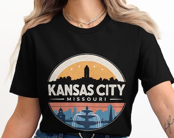 Kansas City Missouri T-Shirt, Retro-City-Design, Kansas City MO T-Shirt, Vintage Kansas City, KC Skyline Shirt, cooles Kansas City Top