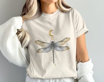 Dragonfly PNG, Moon Clipart, Stars Png, Celestial Png, Boho Dragonfly, Digital Download, Sublimation Png
