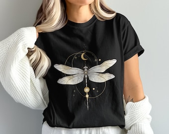 Dragonfly PNG, Moon Png, Celestial Png, Gold Dragonfly, Astrology Png, Sublimation Png, Digital Download