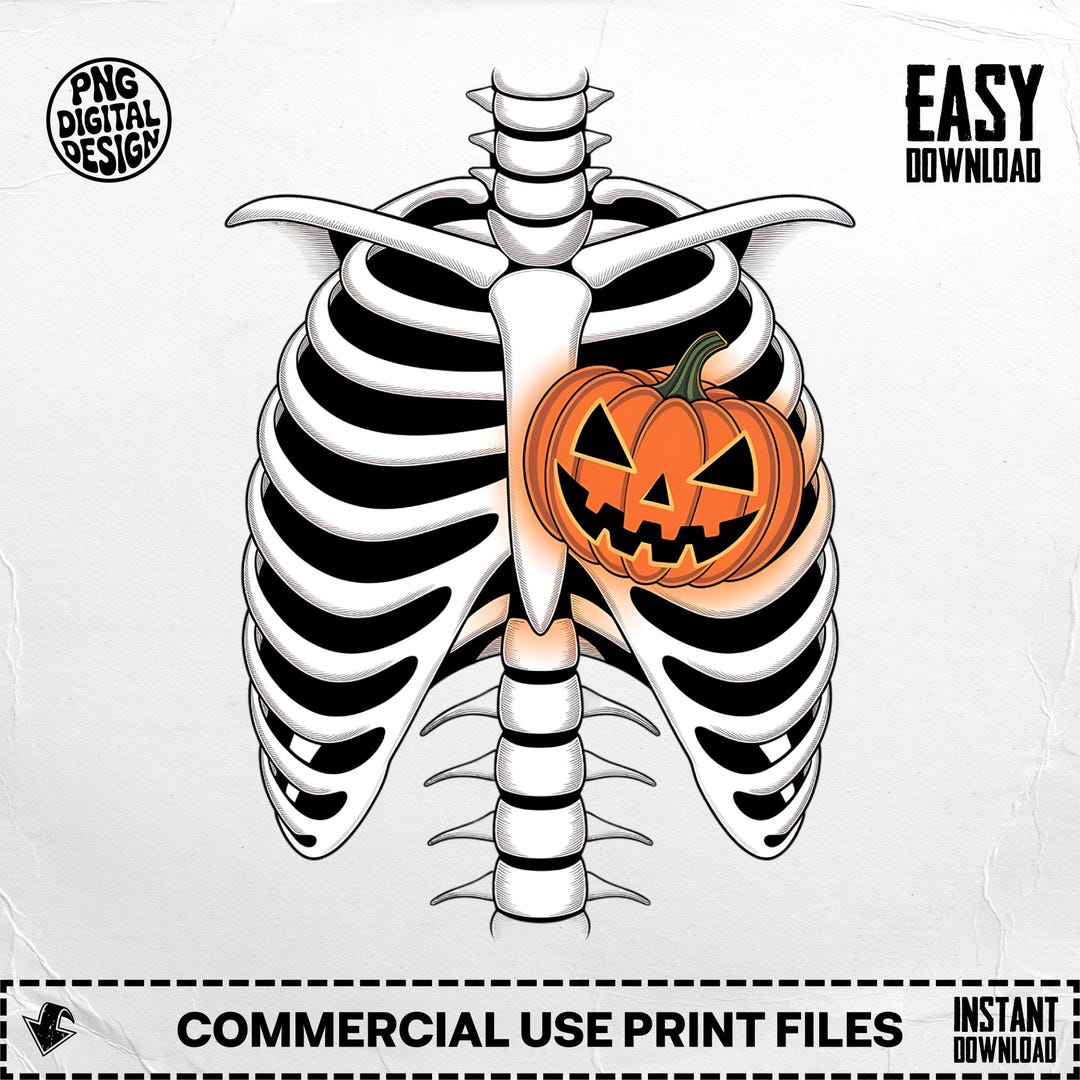 Pumpkin Rib Cage PNG, Halloween Skeleton Clipart, Spooky Season Png ...