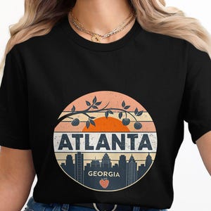 Camiseta de Atlanta, Georgia, diseño de paisaje urbano retro, camiseta vintage de Atlanta, camiseta gráfica unisex, recuerdo de Atlanta, camiseta con el horizonte de Georgia