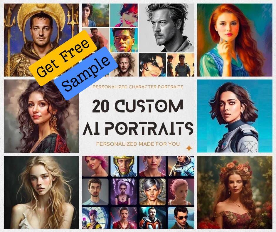 20 Custom AI Portraits, Birthday Gift, Custom AI Art From Your Photos, Personalized AI Avatars. Be a Superhero, Viking, Downloadable Gift