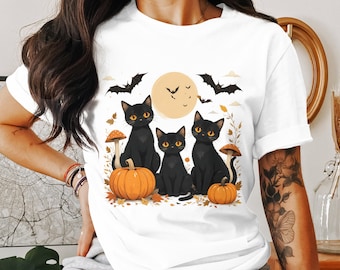 Halloween Cats PNG, Black Cat Digital Download, Pumpkin, Bat Clipart, Fall, Halloween Design, Sublimation PNG