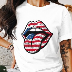 Labios con bandera estadounidense PNG, imágenes prediseñadas de labios de EE. UU., labios patrióticos, labios desgastados, sublimación, descarga digital