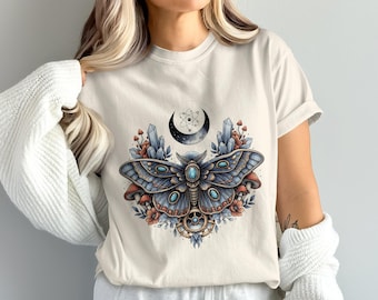 Moth PNG, Celestial Moth Clipart, Crystal Png, Moon Png, Boho Moth, Sublimation Png, Digital Download