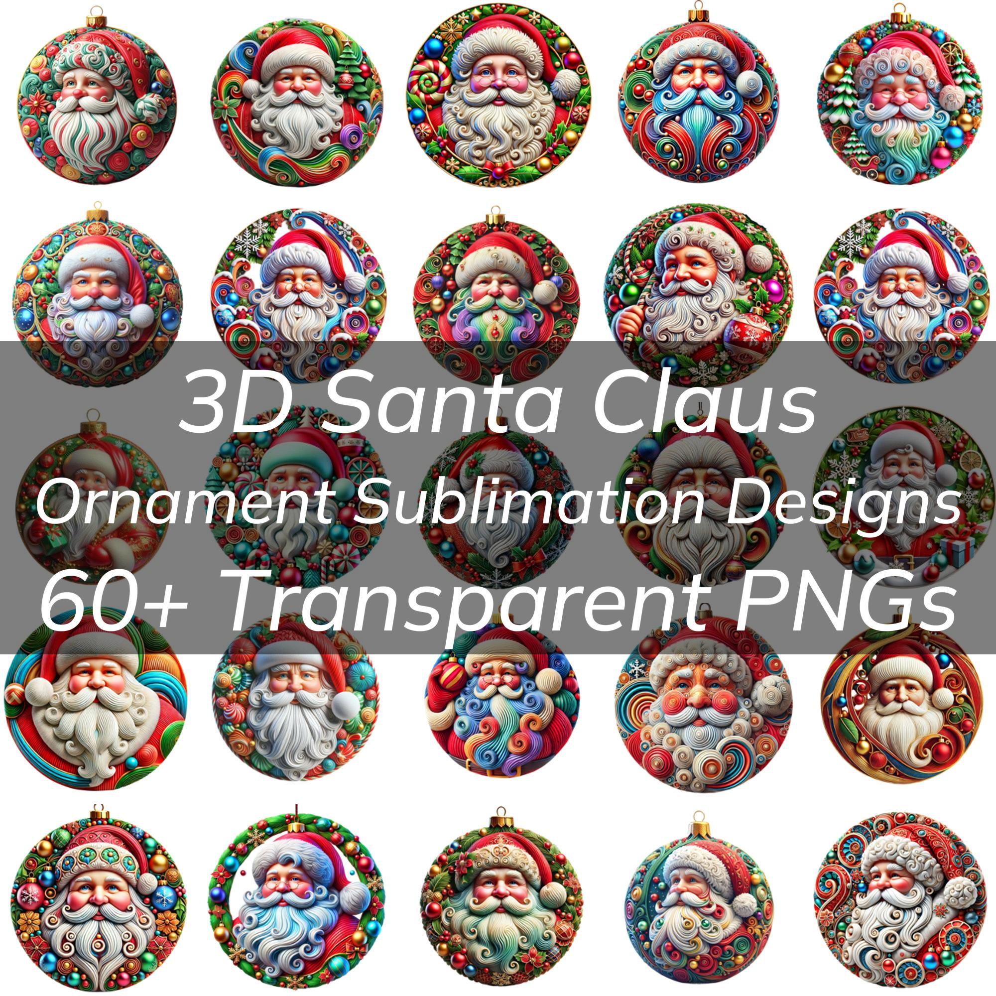 60+ 3Dサンタクロースクリスマスオーナメント昇華PNGクリスマス