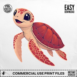 6 Cute Turtle PNG Designs, Baby Turtle Clipart, Sea Turtle Png, Turtle Sublimation, Kids Png, Digital Download, Commercial Use