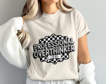 Professional Overthinker PNG, Overthinking Clipart, Checkerboard Png, Bow Png, Sarcastic Png, Sublimation Png, Digital Download