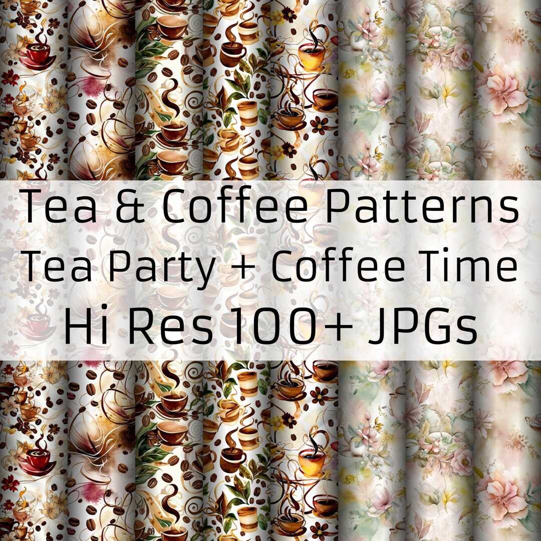 100+ Tea and Coffee Seamless Pattern Bundle, Watercolor, Hi-res Jpeg ...