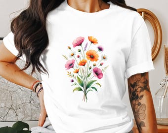 Wildflower Bouquet PNG, Floral Bouquet Clipart, Watercolor Flowers, Digital Download, Floral Png, Spring Flowers, Summer Flowers