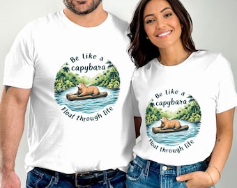 Var som en kapybara som flyter genom livet T-shirt, kapybaraälskare, rolig kapybara-t-shirt, söt kapybara-tröja, djurälskare-t-shirt