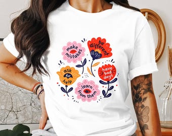 Floral Quotes PNG, Digital Download, Flower Clipart, Motivational Svg, Positive Affirmations, Inspirational Png, T shirt Print Design
