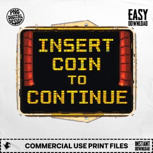 Munt invoegen PNG, Arcade Machine, Retro Gaming Png, 8-bit Png, Game Over Png, Sublimatie Png, Digitale download