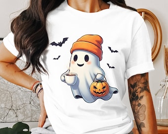 Cute Ghost PNG, Halloween Ghost, Beanie Ghost, Pumpkin Png, Coffee Png, Sublimation Png, Digital Download