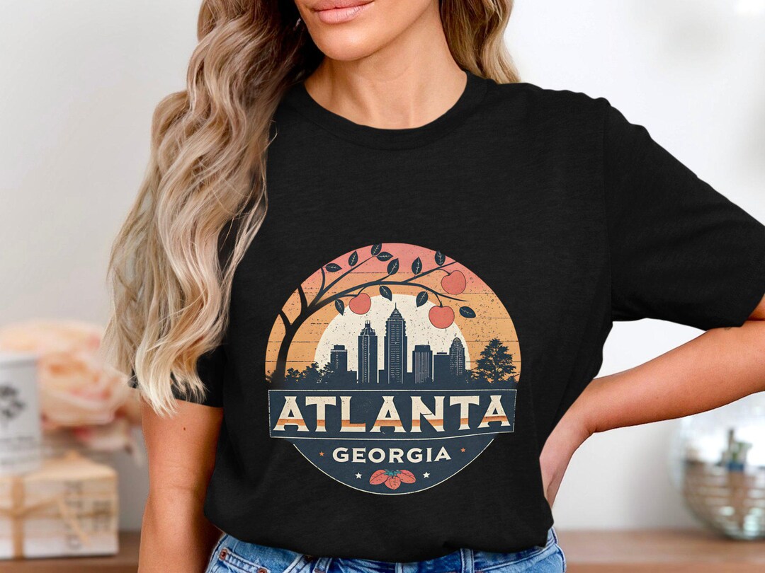 Retro Atlanta Skyline T-shirt, Cityscape Design, Georgia Peach