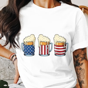 Patriotic Beer Mug PNG, 4th of July Clipart, American Flag Beer, Digital Download, Sublimation Design, Digital PNG