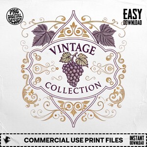 vintage-collection-png-grape-clipart-vine-png-floral-png-digital