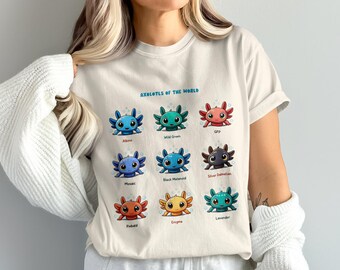 Axolotls of the World PNG, Cute Axolotl Clipart, Digital Download, PNG for Sublimation, Axolotl Varieties