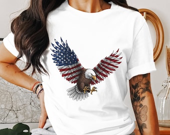 Aquila americana PNG, Aquila con bandiera Clipart, USA PNG, Aquila patriottica, Sublimazione PNG, Download digitale, Aquila con bandiera